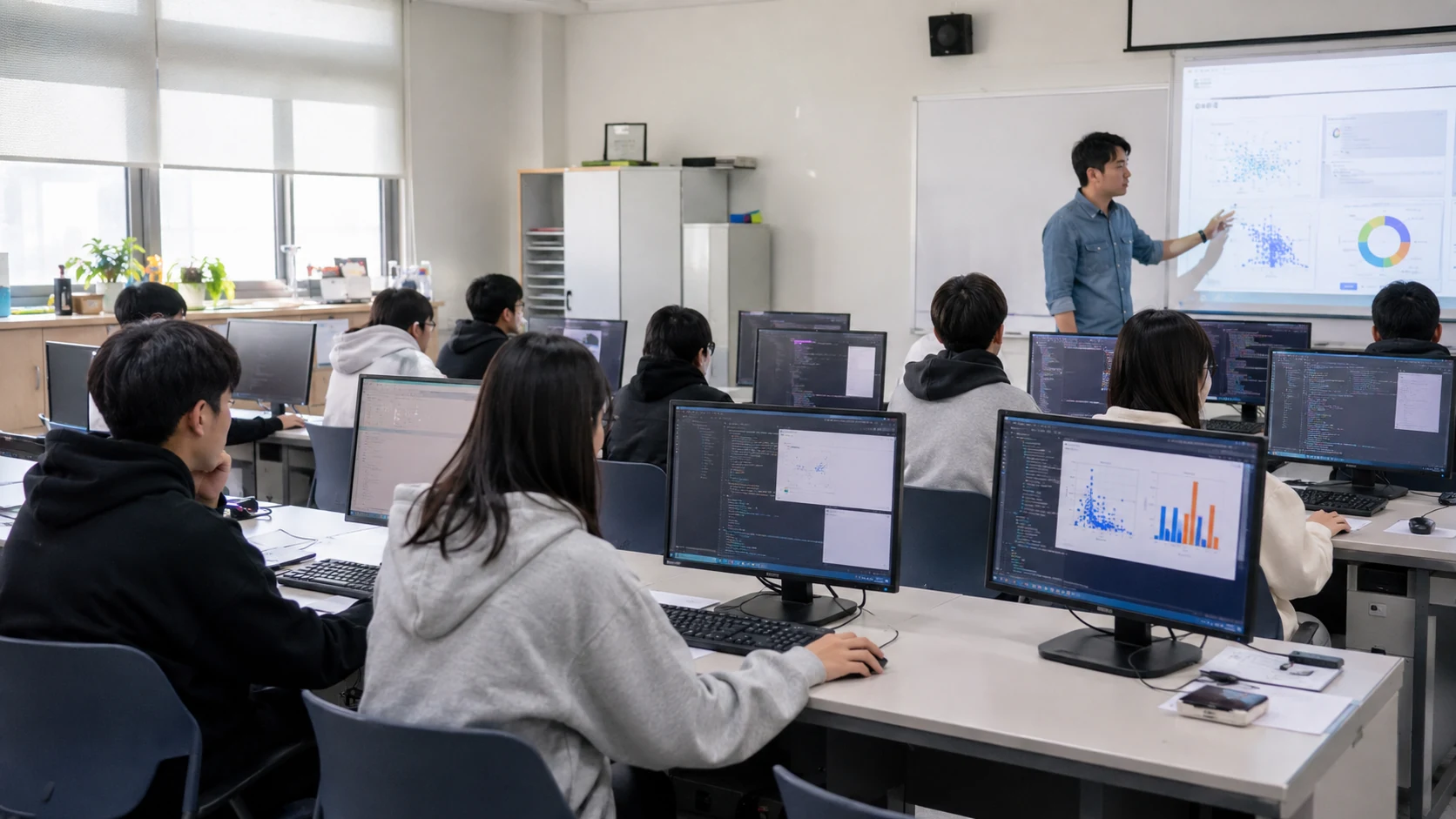 다수 학습자가 참여하는 AI 교육 예시 이미지